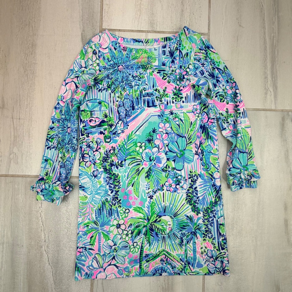Lilly Pulitzer Girls Mini Sophie Ruffle Dress Lilly's House Size L 8-10
